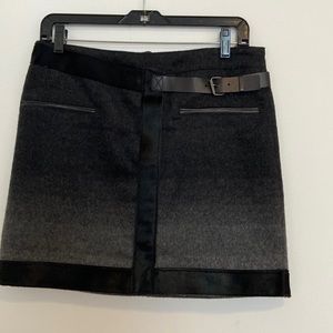 Luxe! Helmet Lang wool, fur and lamb leather mini skirt